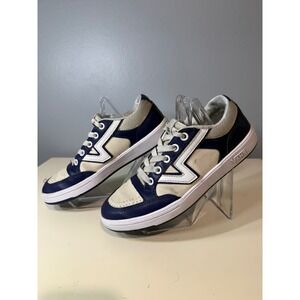 Vans Low Top Sneakers Navy Cream Lace Up Men Size 5.5 Casual Skate Shoes